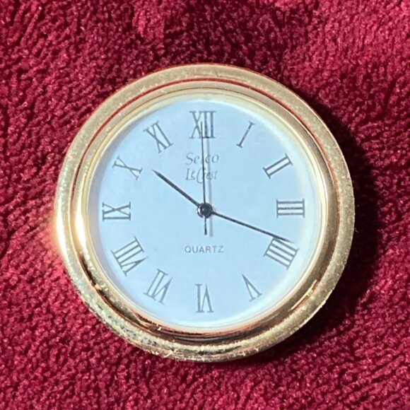 Hartford Insurance Gold Desk Clock Hinged Financial Selco Made in Japan and USA - Picture 4 of 13